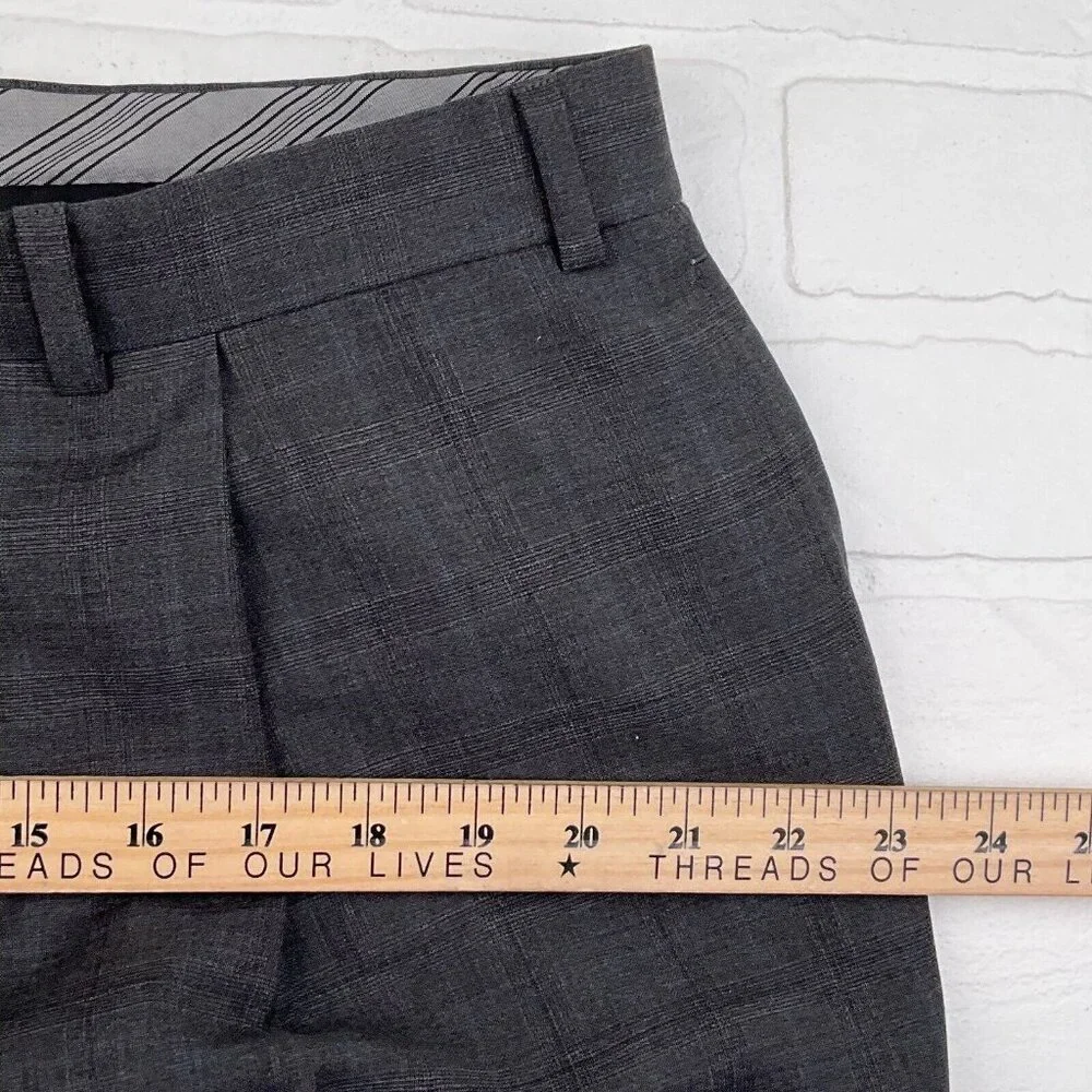 Calvin Klein‎ Suit Men 44 38Wx32L Gray Blue Plaid Wool Union Canada